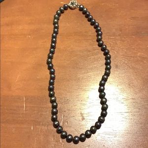 18 inch sterling silver black pearl necklace